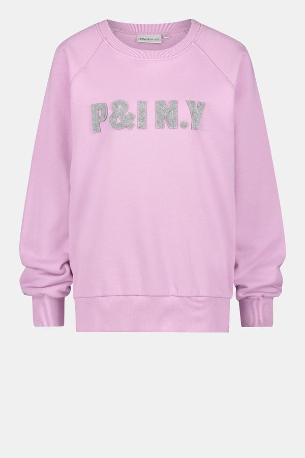 Sweatshirt flieder mit Logo P&I N.Y.frottee grau