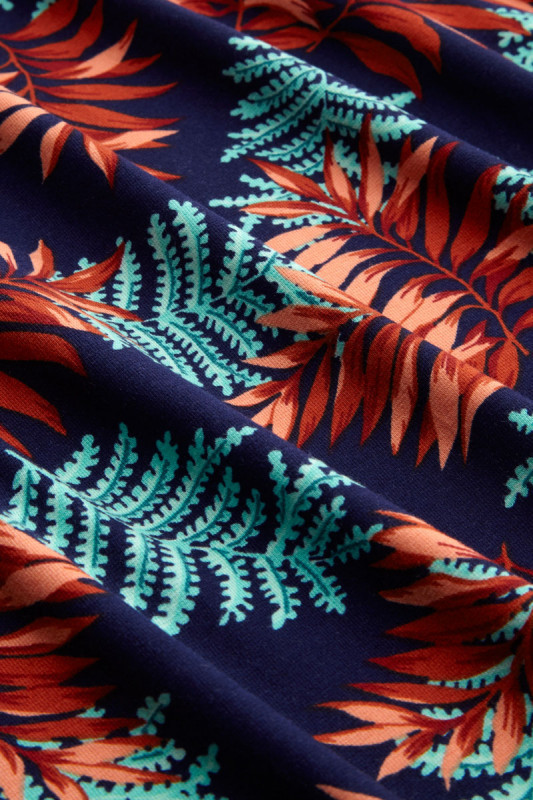 Kleid Mona navy coral mint Palm print