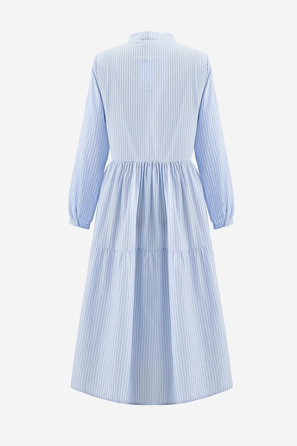 Noella Lipe Long Dress Viscose Crepe Blue Stripe