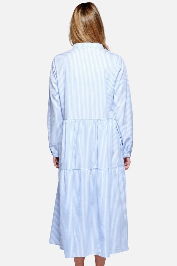 Noella Lipe Long Dress Viscose Crepe Blue Stripe